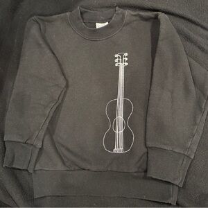 Black Guitar Print Kids Sweatshirt